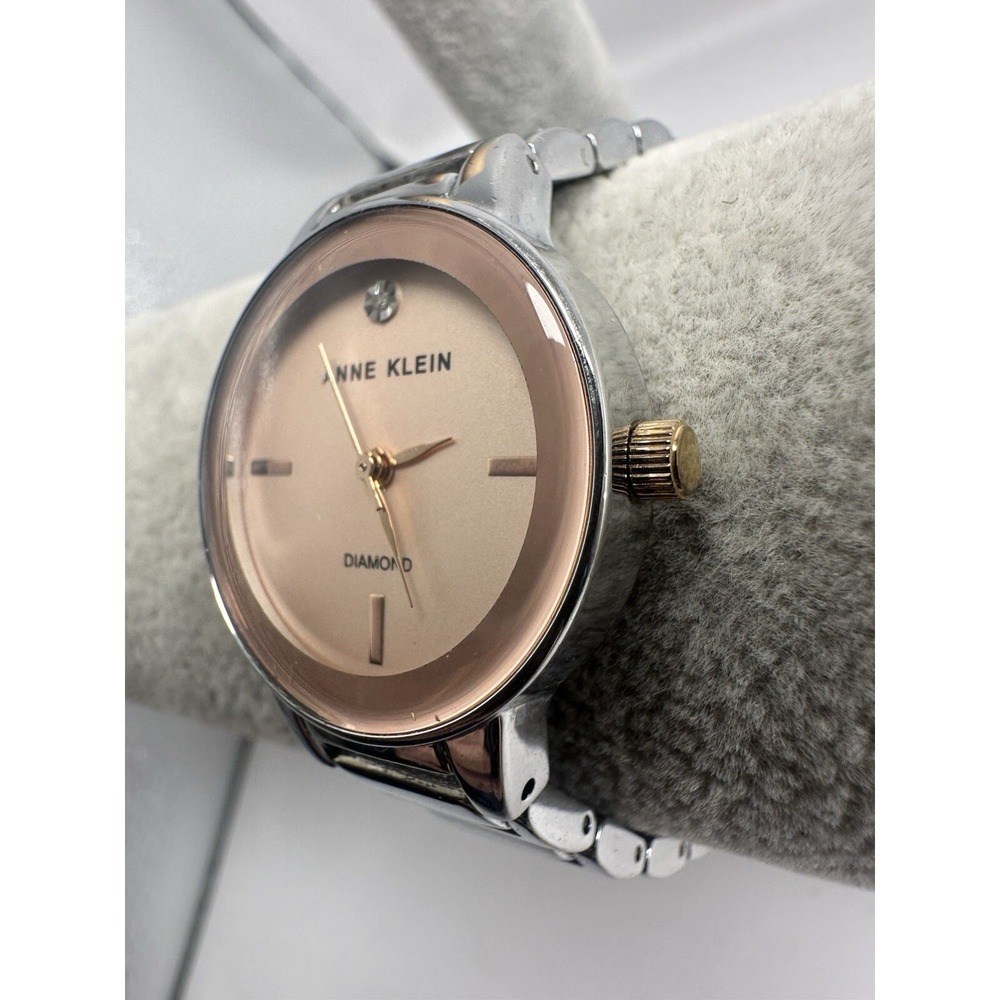 Anne Klein Diamond AK/2491 Ladies Watch New Battery 28MM 7.5" Silver Tone C96 - Picture 2 of 12